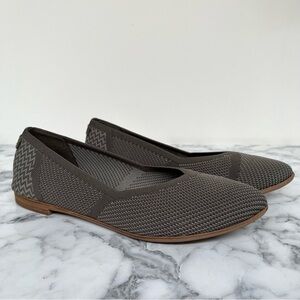 Tom’s Juttin Flats Shoes Olive Green Knit Material Woman’s Size 7.5